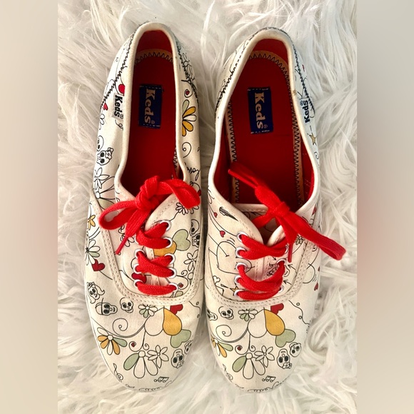 KEDS Women’s White Sugar Skull Squiggles Lo-Rise Sneakers! Cute! Sz 7! - Picture 6 of 6